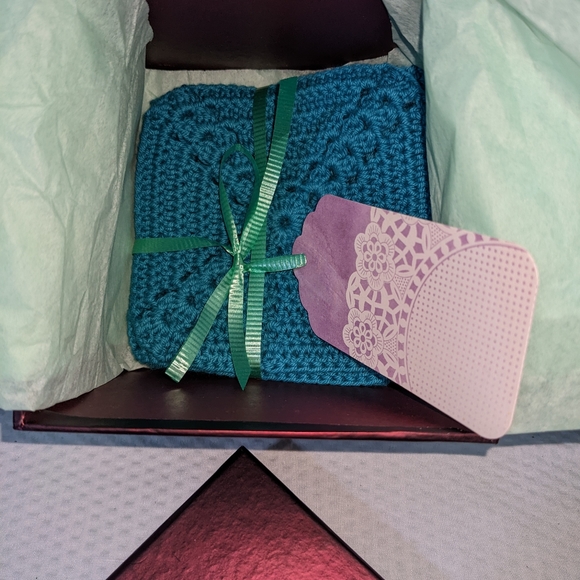 NEW Coasters Set of 4 Simplicity Turquoise Crochet HANDCRAFTED GIFT - Picture 9 of 10